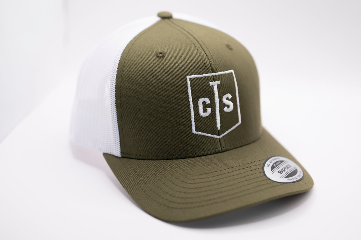 Retro TRUCKER CAP  oliv / weiss BANNER