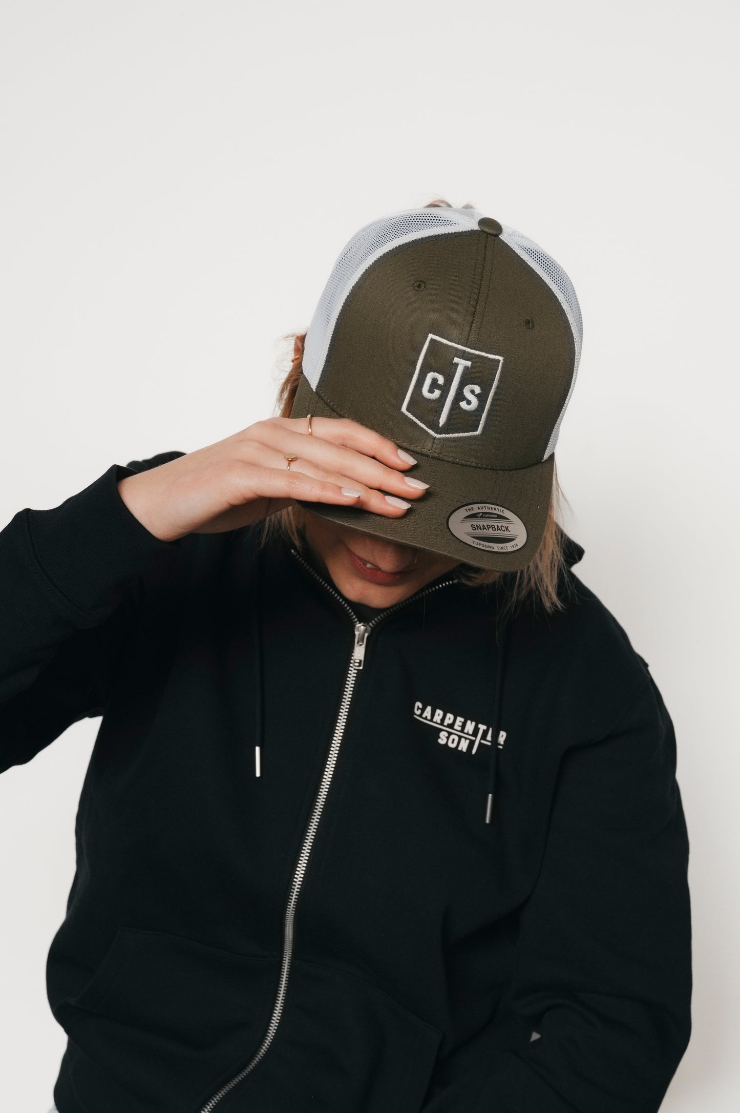 Retro TRUCKER CAP  oliv / weiss BANNER